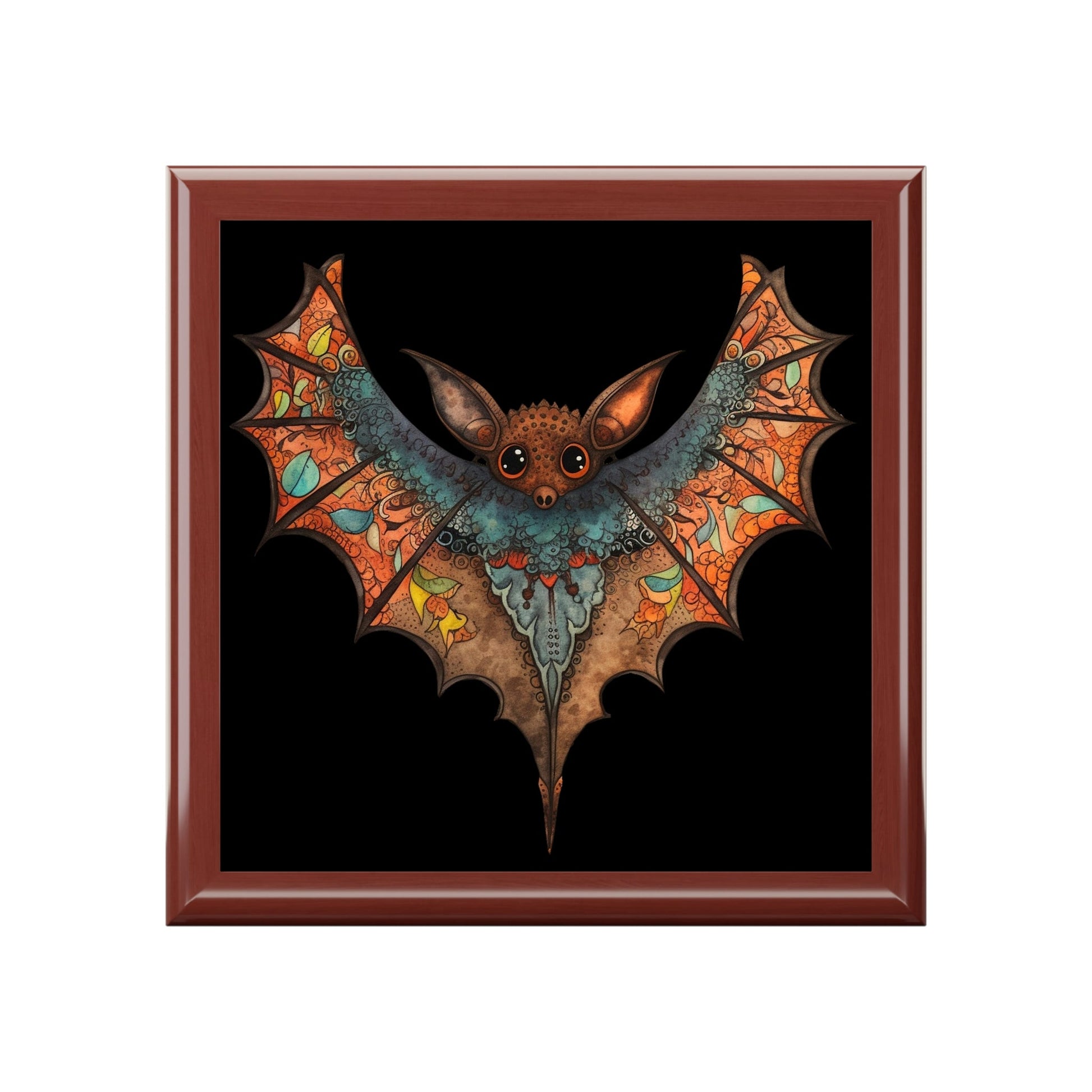 Cute Gothic Bat Design Wooden Keepsake Jewelry Box