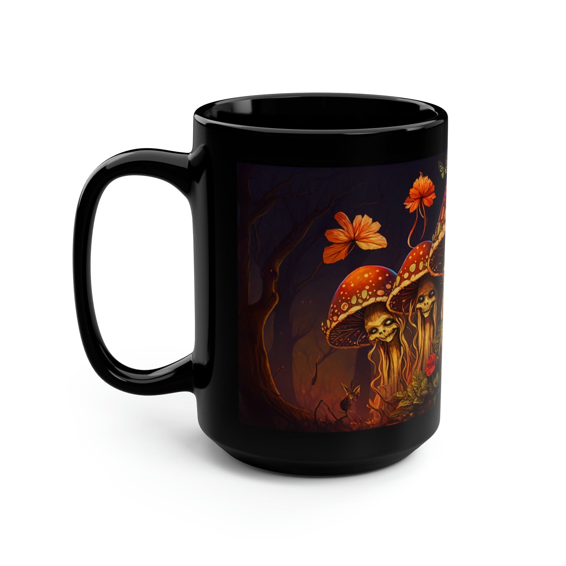 Deadly Magic Mushroom 15 oz Coffee Mug perfect for the mushrooming fan or as a birthday gift for nature lovers