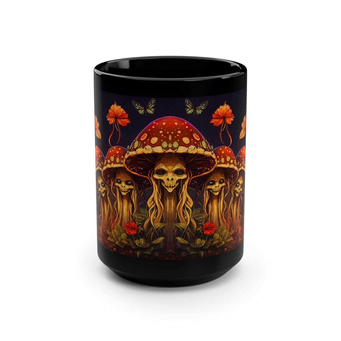Deadly Magic Mushroom 15 oz Coffee Mug perfect for the mushrooming fan or as a birthday gift for nature lovers