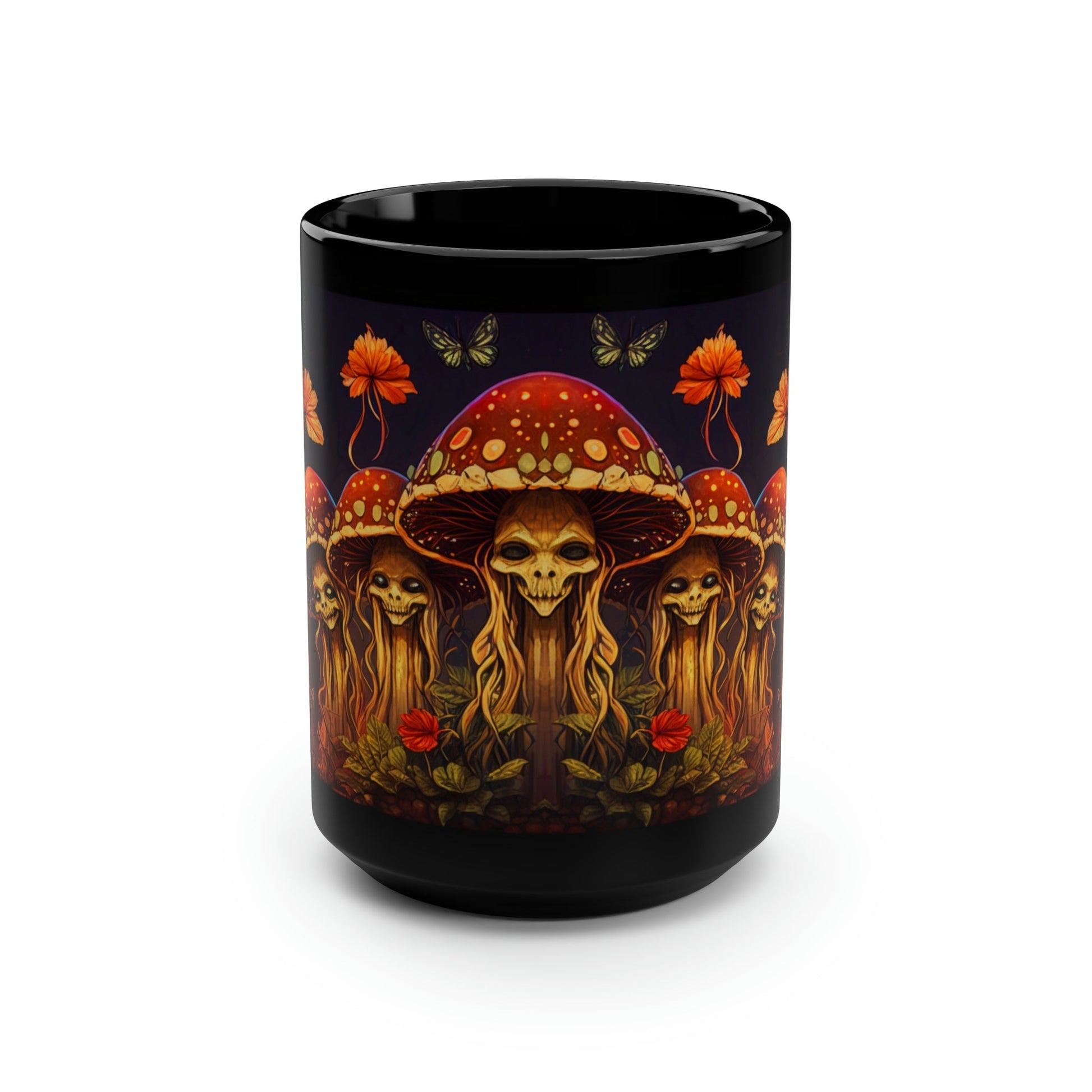 Deadly Magic Mushroom 15 oz Coffee Mug perfect for the mushrooming fan or as a birthday gift for nature lovers