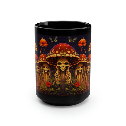 Deadly Magic Mushroom 15 oz Coffee Mug perfect for the mushrooming fan or as a birthday gift for nature lovers