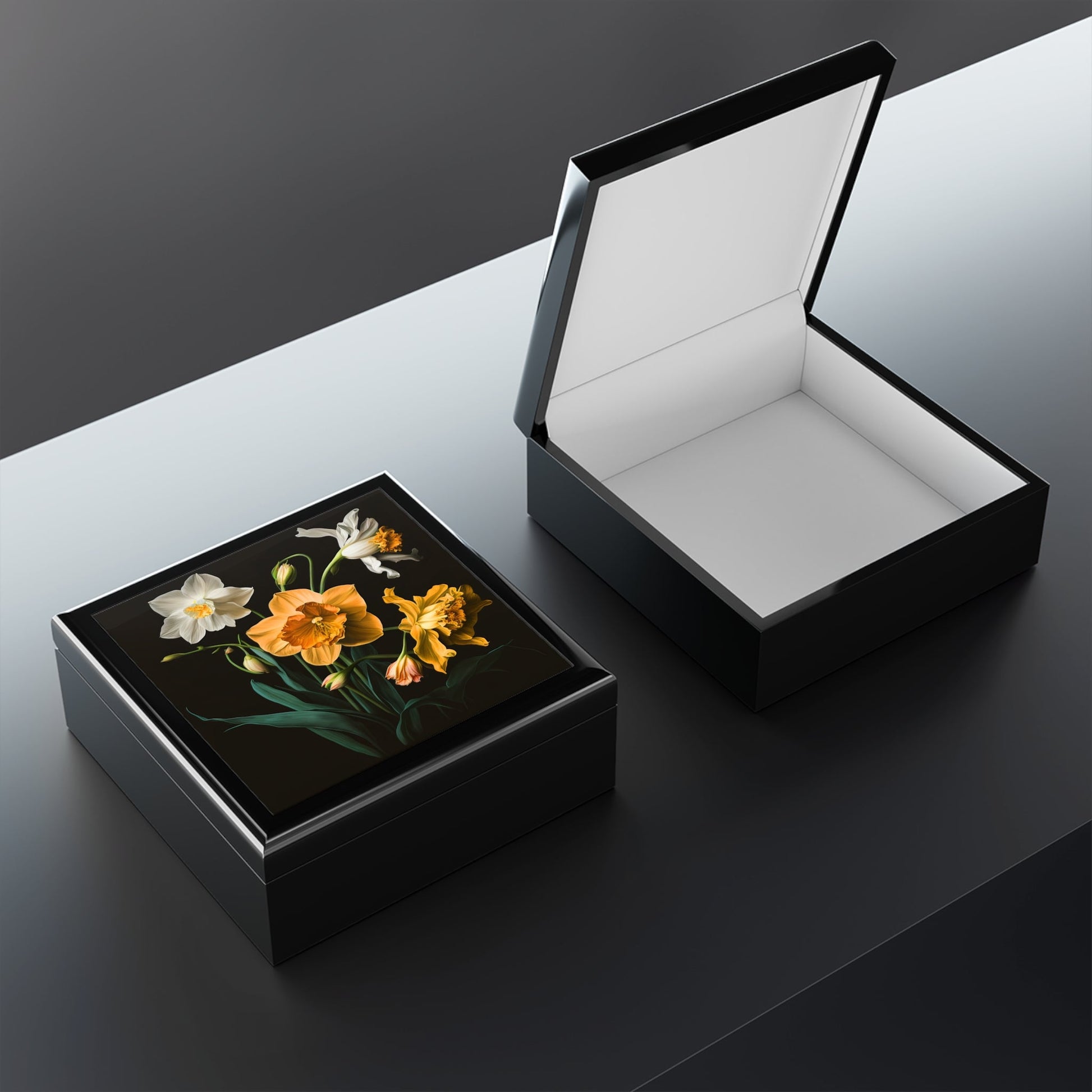 December Narcissus Birth Month Flower Jewelry Keepsake Box - Jewelry Travel Case,Bridesmaid Proposal Gift,Bridal Party Gift