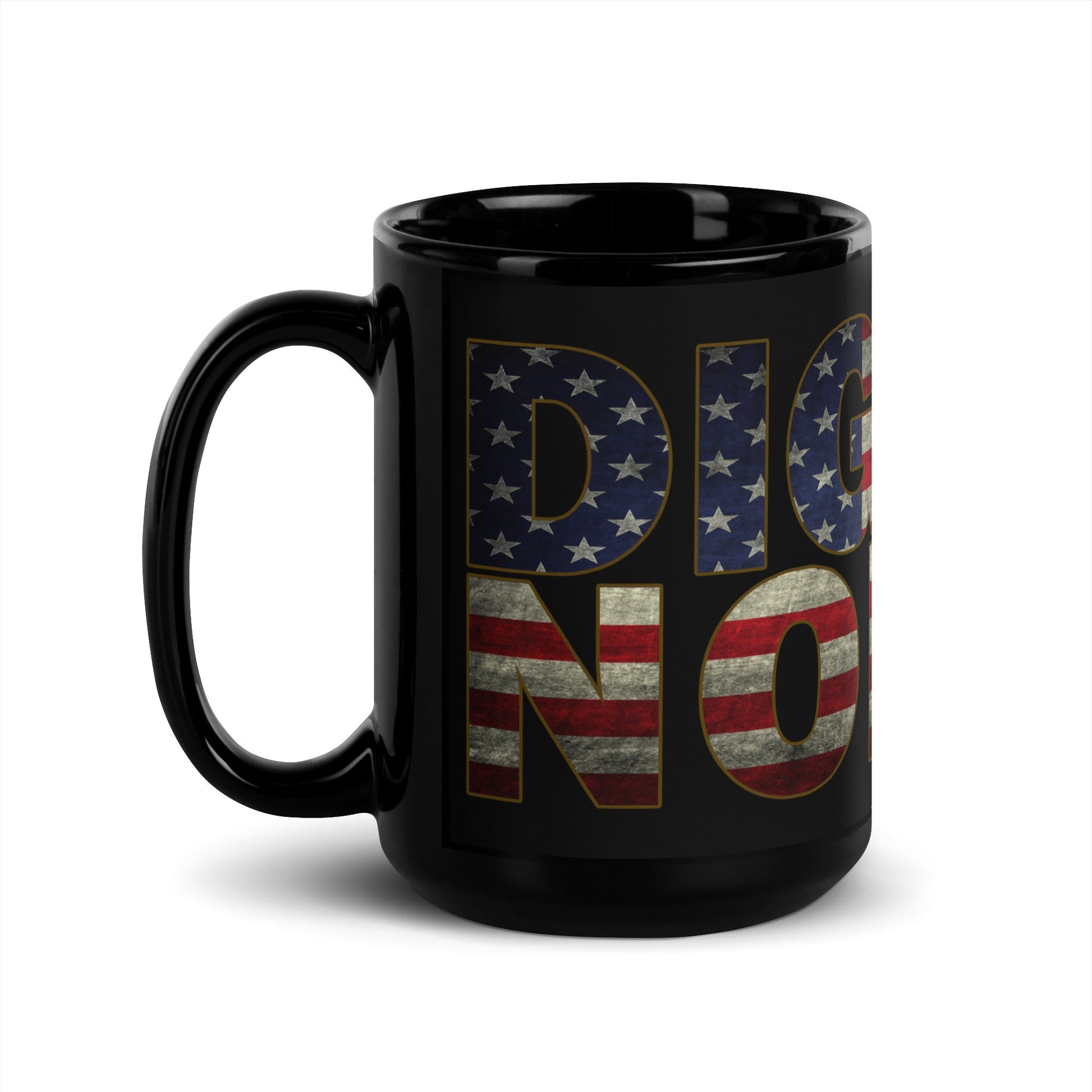 Digital Nomad American Flag Black Glossy Mug