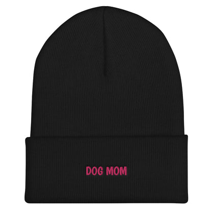 DOG MOM Embroidered Cuffed Beanie Cap Hat Warm Soft Cool Hot Puppy Puppies Canine Mommy Mother Pets