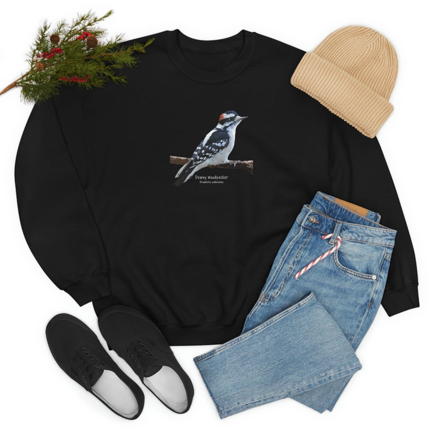 Downy Woodpecker (PS Dry Brush) Blend Crewneck Sweatshirt, Birds, Birding, Birder, Bird Watching, Bird Watcher, Birdwatcher Gifts,