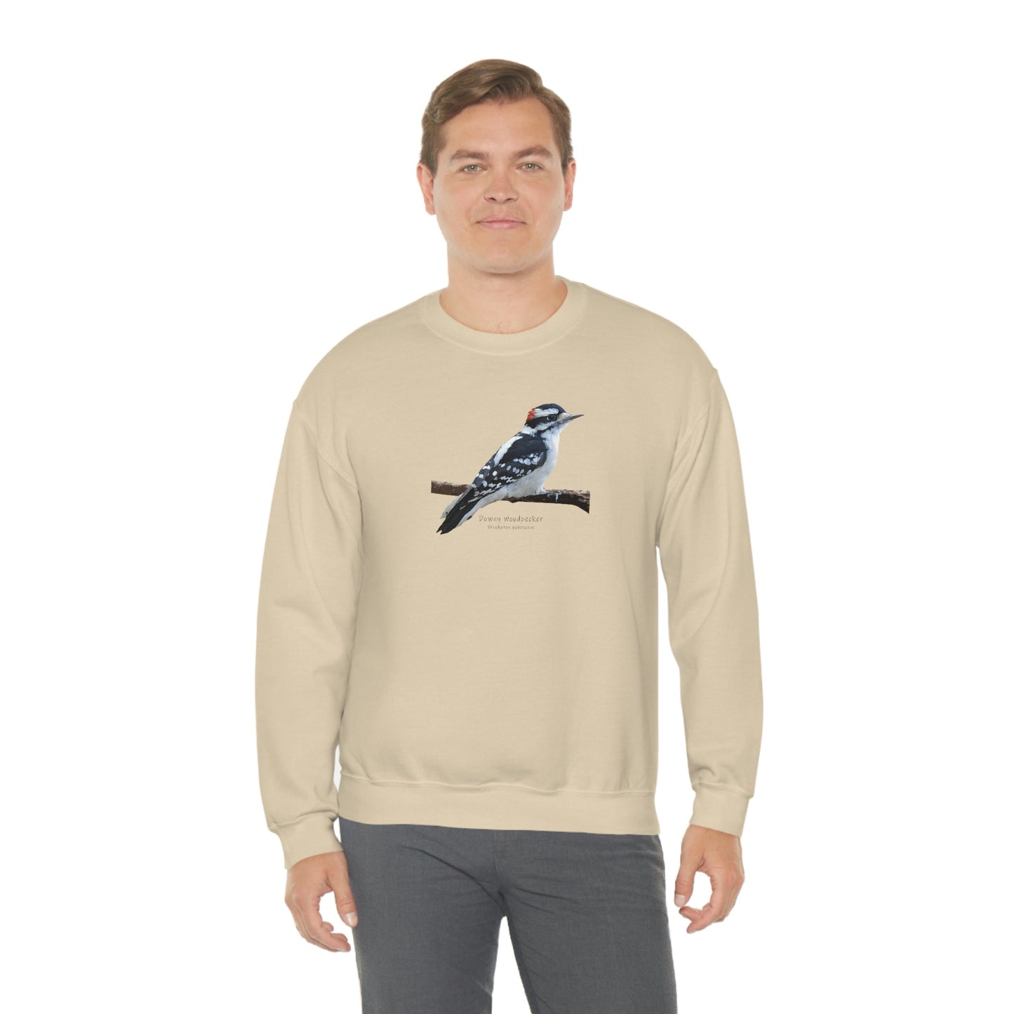 Downy Woodpecker (PS Dry Brush) Blend Crewneck Sweatshirt, Birds, Birding, Birder, Bird Watching, Bird Watcher, Birdwatcher Gifts,