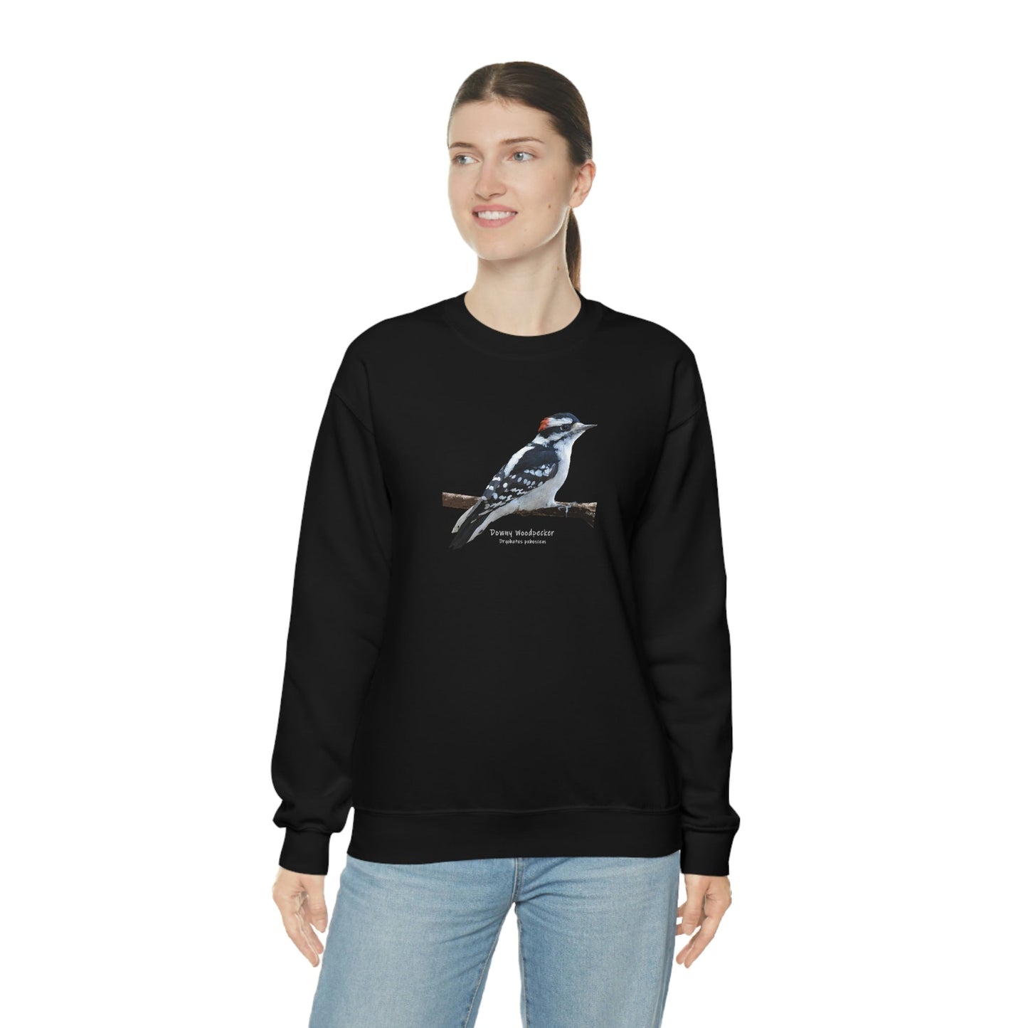 Downy Woodpecker (PS Dry Brush) Blend Crewneck Sweatshirt, Birds, Birding, Birder, Bird Watching, Bird Watcher, Birdwatcher Gifts,