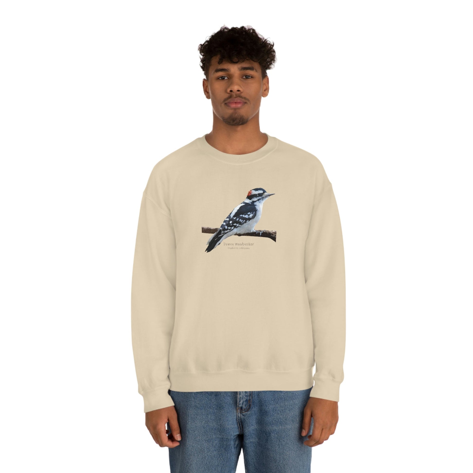 Downy Woodpecker (PS Dry Brush) Blend Crewneck Sweatshirt, Birds, Birding, Birder, Bird Watching, Bird Watcher, Birdwatcher Gifts,