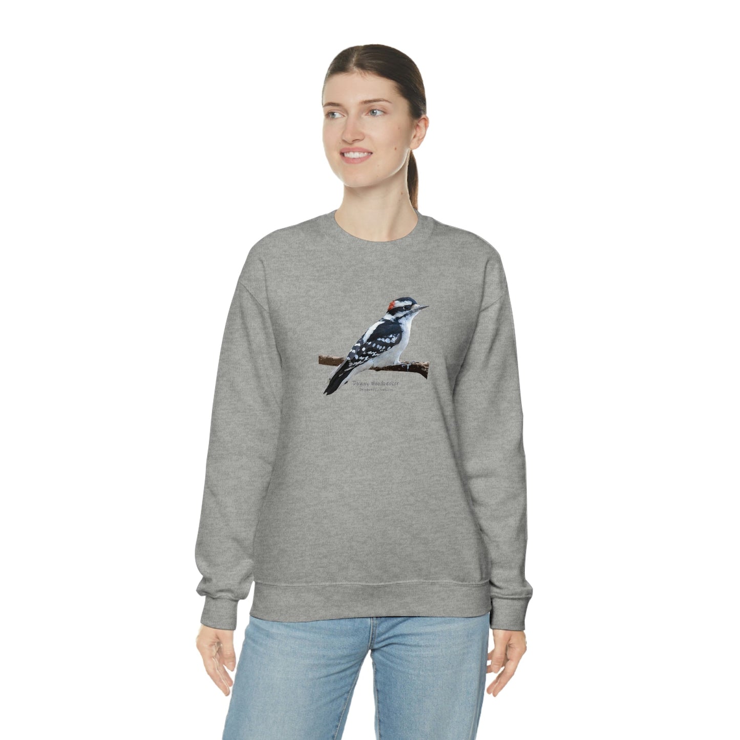 Downy Woodpecker (PS Dry Brush) Blend Crewneck Sweatshirt, Birds, Birding, Birder, Bird Watching, Bird Watcher, Birdwatcher Gifts,