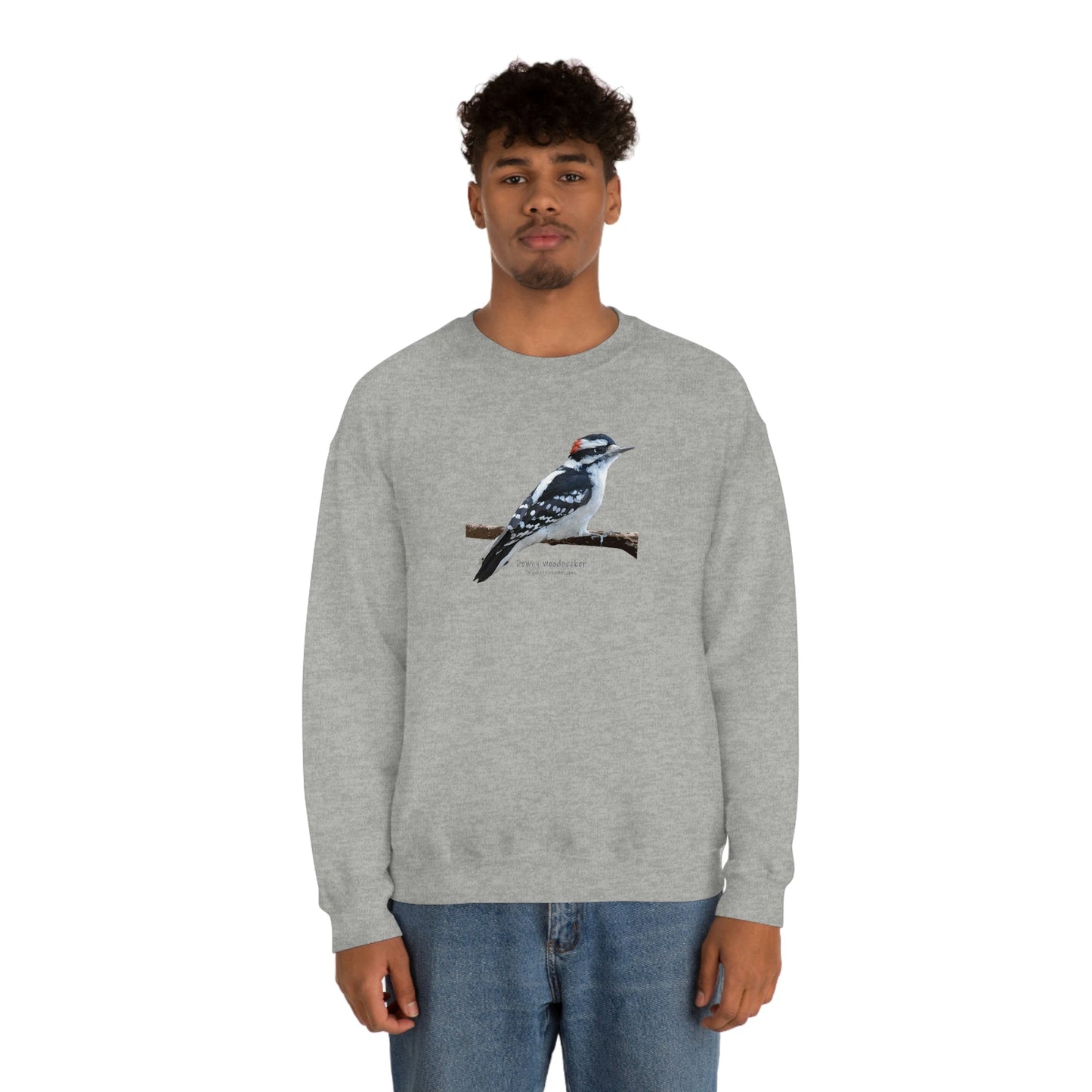 Downy Woodpecker (PS Dry Brush) Blend Crewneck Sweatshirt, Birds, Birding, Birder, Bird Watching, Bird Watcher, Birdwatcher Gifts,