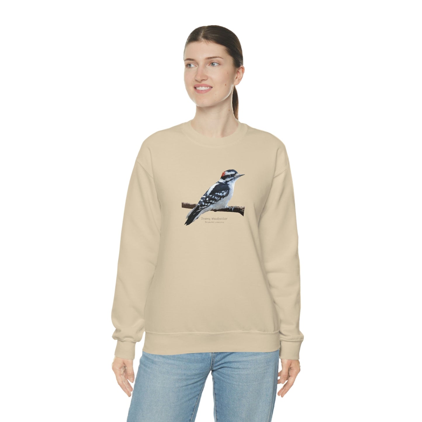 Downy Woodpecker (PS Dry Brush) Blend Crewneck Sweatshirt, Birds, Birding, Birder, Bird Watching, Bird Watcher, Birdwatcher Gifts,