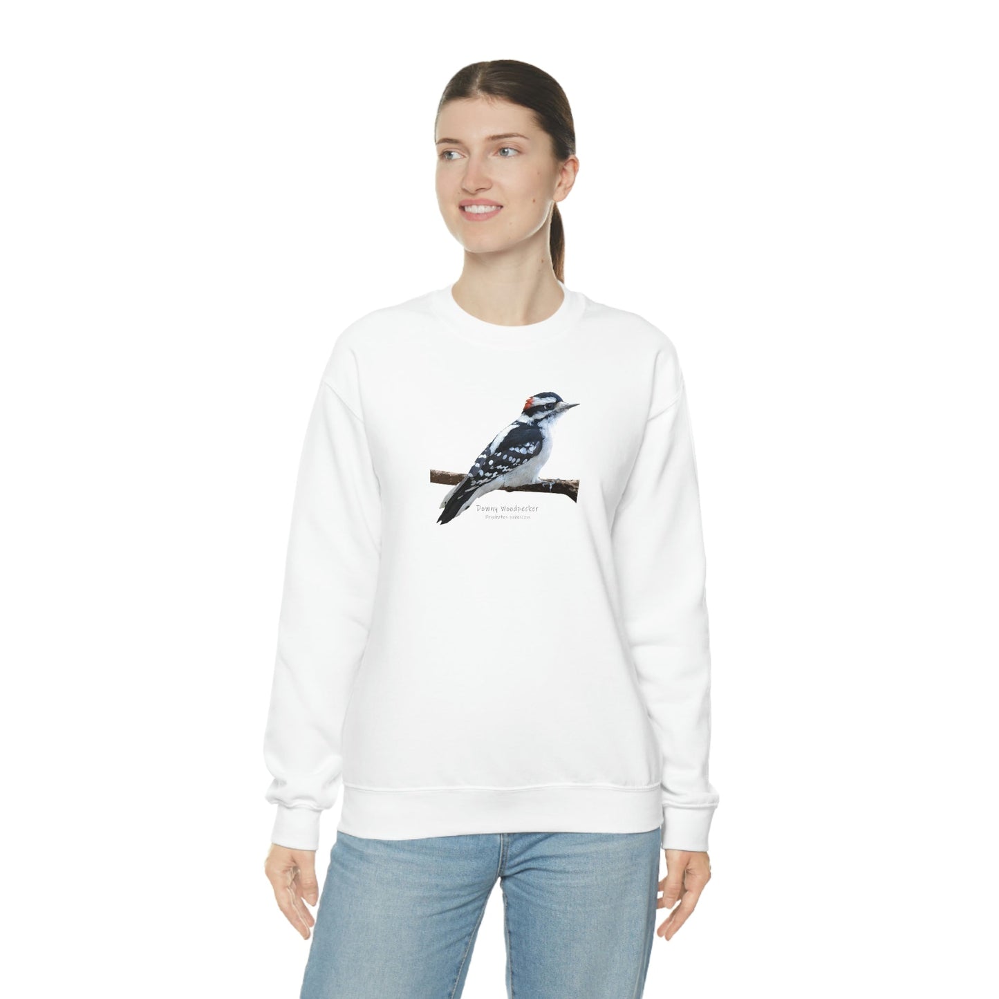 Downy Woodpecker (PS Dry Brush) Blend Crewneck Sweatshirt, Birds, Birding, Birder, Bird Watching, Bird Watcher, Birdwatcher Gifts,