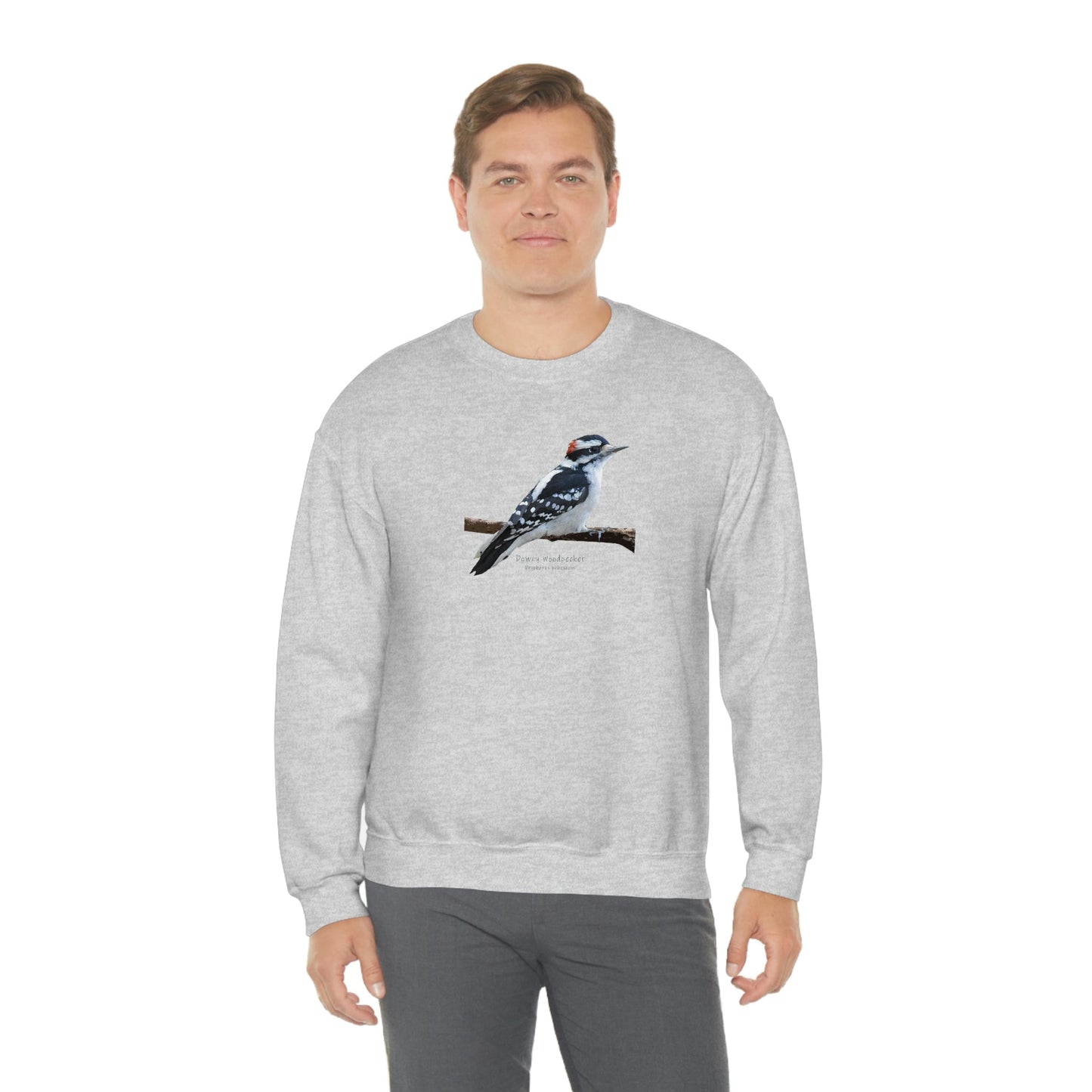 Downy Woodpecker (PS Dry Brush) Blend Crewneck Sweatshirt, Birds, Birding, Birder, Bird Watching, Bird Watcher, Birdwatcher Gifts,