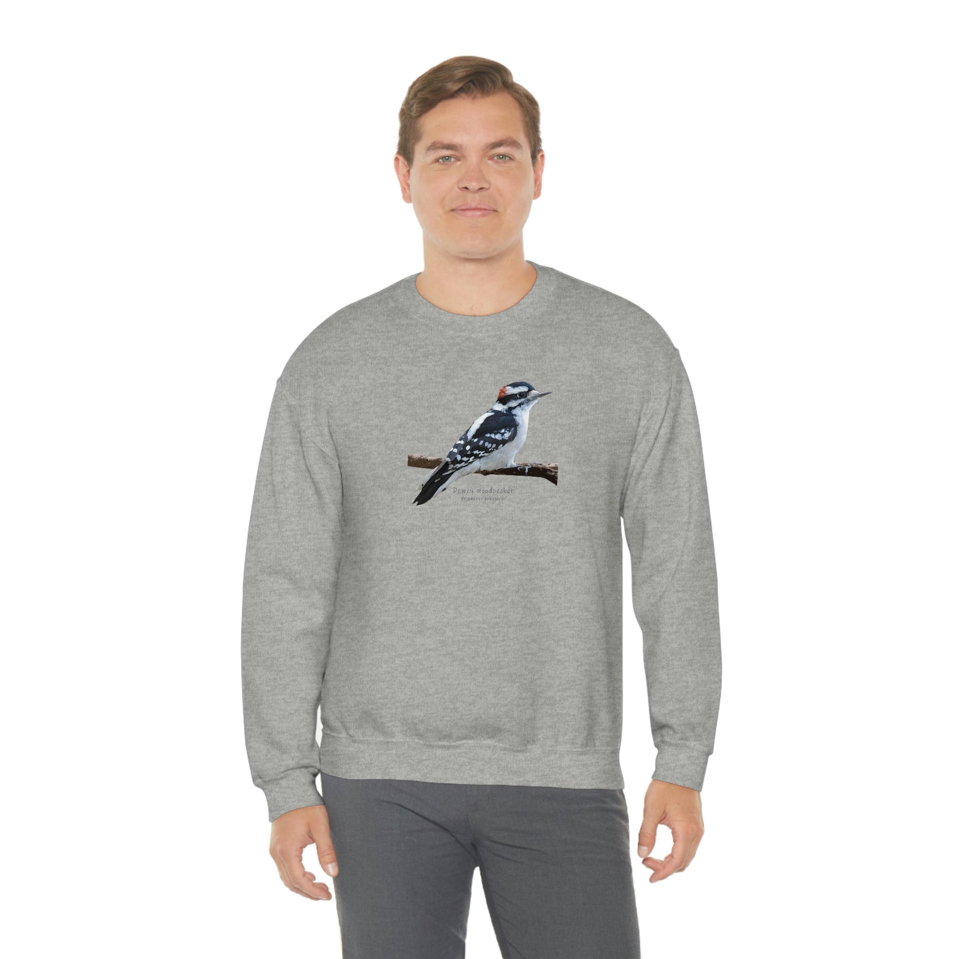 Downy Woodpecker (PS Dry Brush) Blend Crewneck Sweatshirt, Birds, Birding, Birder, Bird Watching, Bird Watcher, Birdwatcher Gifts,