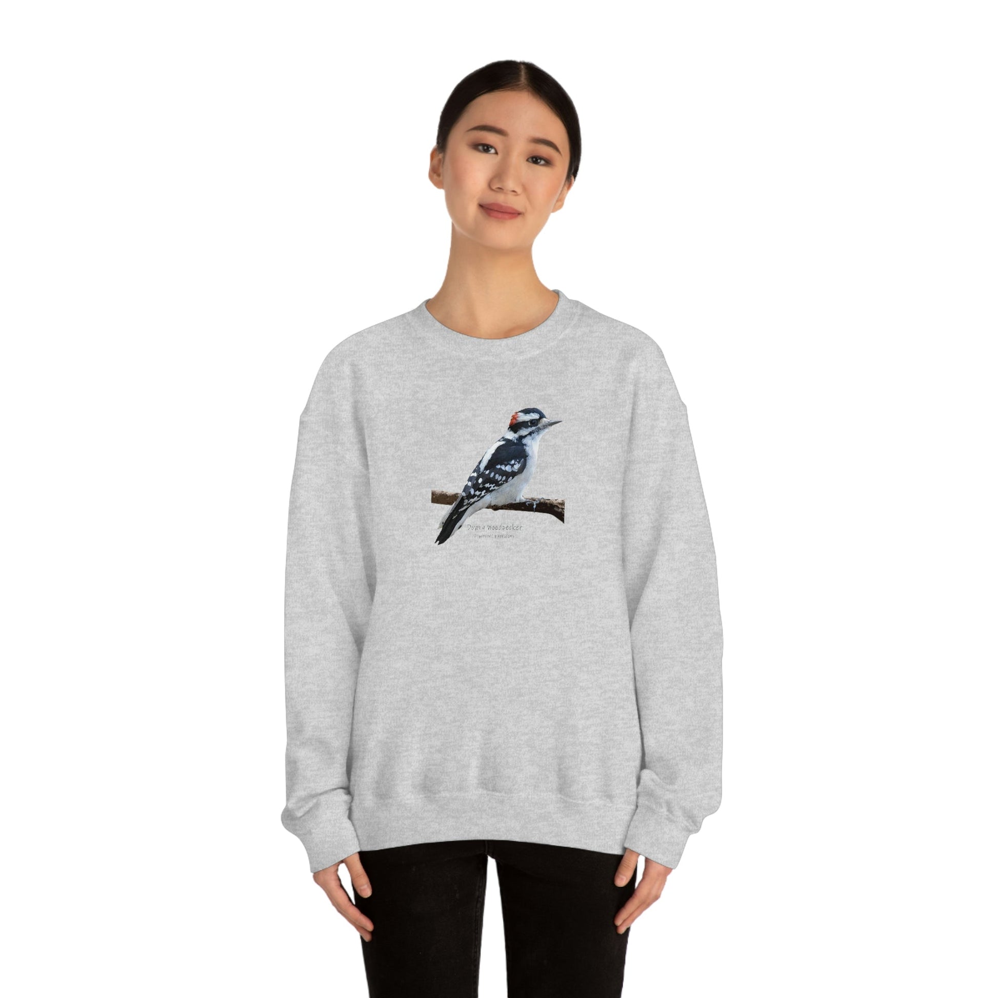 Downy Woodpecker (PS Dry Brush) Blend Crewneck Sweatshirt, Birds, Birding, Birder, Bird Watching, Bird Watcher, Birdwatcher Gifts,