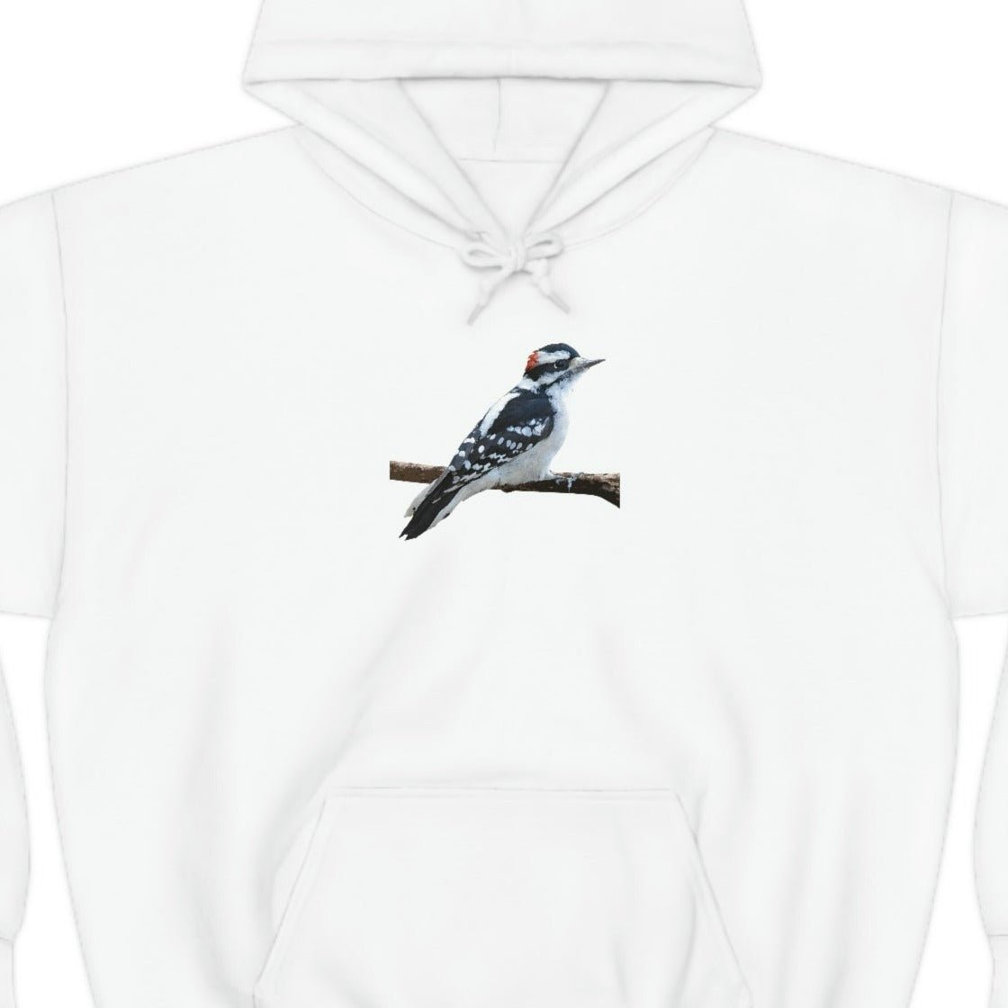 Downy Woodpecker (PS Dry Brush) Heavy Blend Hooded Sweatshirt, Birds, Birding, Birder, Bird Watching, Bird Watcher, Birdwatcher Gift