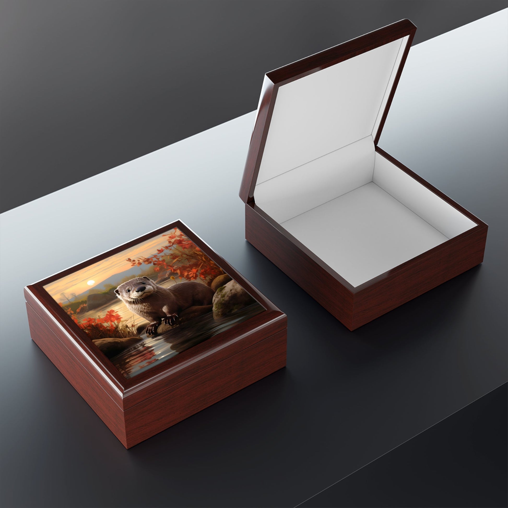 Early Morning Otter Artwork Gift and Jewelry Box