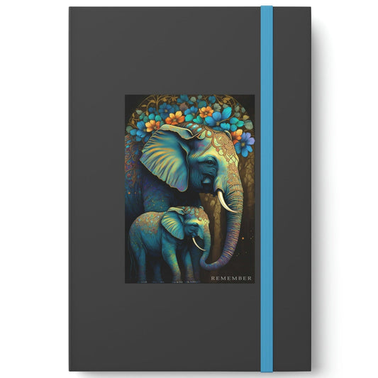 Elephant "Remember" Color Contrast Notebook Journal - Ruled