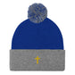 Embroidered Cross on a knit Pom-Pom Beanie Jesus faith God Lord Christian Religious Cap Hat Catholic Mormon LDS