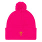 Embroidered Cross on a knit Pom-Pom Beanie Jesus faith God Lord Christian Religious Cap Hat Catholic Mormon LDS