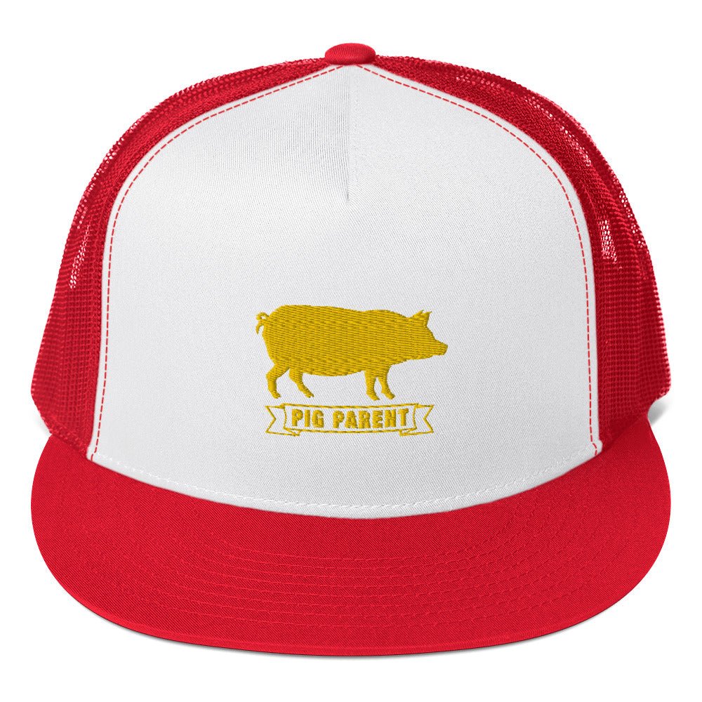 Embroidered Proud Pig Parent Trucker Cap gift for farmers pig lovers 4h hog multiple colors