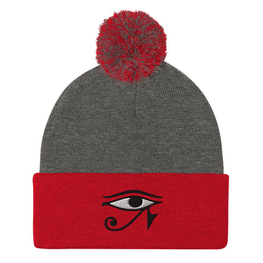 Eye of Horus, Egyptian God of the Sky and Vengeance Pom-Pom Beanie