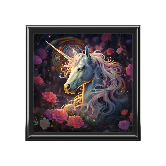 Fantasy Floral Unicorn Jewelry Box