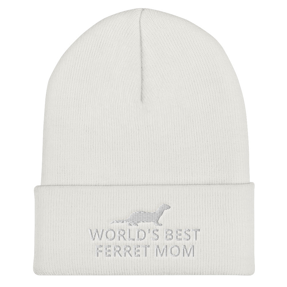 Ferret Cuffed Beanie | World's Best Ferret Mom | Perfect gift for the Pet Ferret lover! | Multiple Hat Colors Available