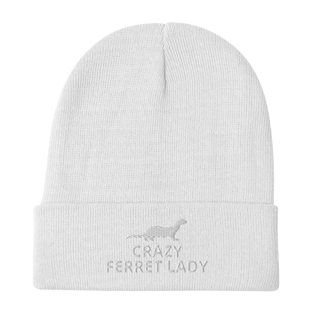 Ferret Embroidered Beanie | Crazy Ferret Lady | Perfect gift for the Pet Ferret lover! | Multiple Hat Colors Available