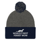 Ferret Pom-Pom Beanie | World's Best Ferret Mom | Perfect gift for the Pet Ferret lover! | Multiple Hat Colors Available