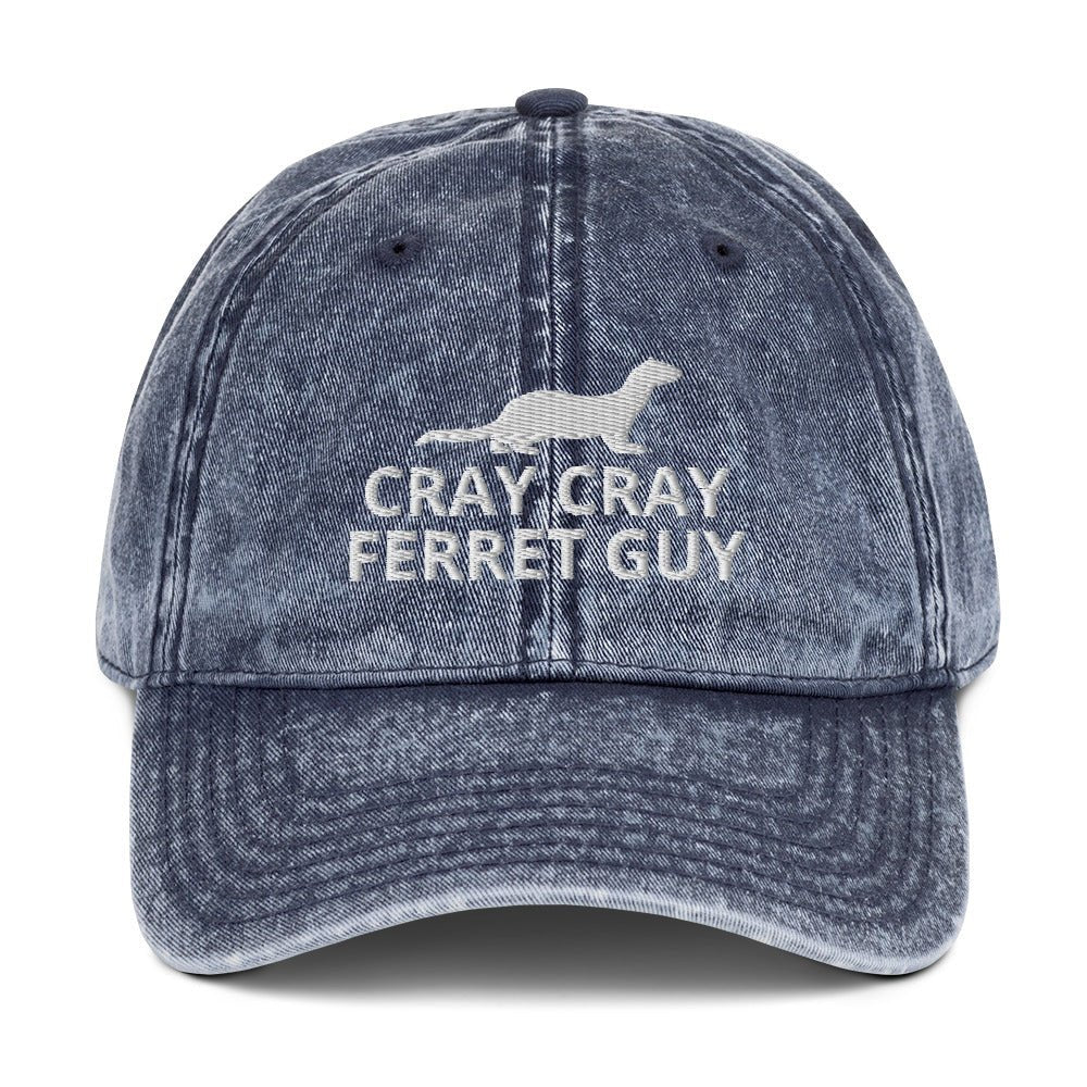 Ferret Vintage Cotton Twill Cap | Cray Cray Ferret Guy | Perfect gift for the Pet Ferret lover! | Multiple Hat Colors Available
