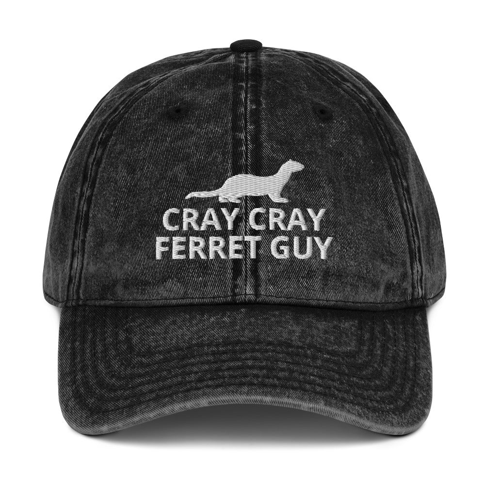 Ferret Vintage Cotton Twill Cap | Cray Cray Ferret Guy | Perfect gift for the Pet Ferret lover! | Multiple Hat Colors Available