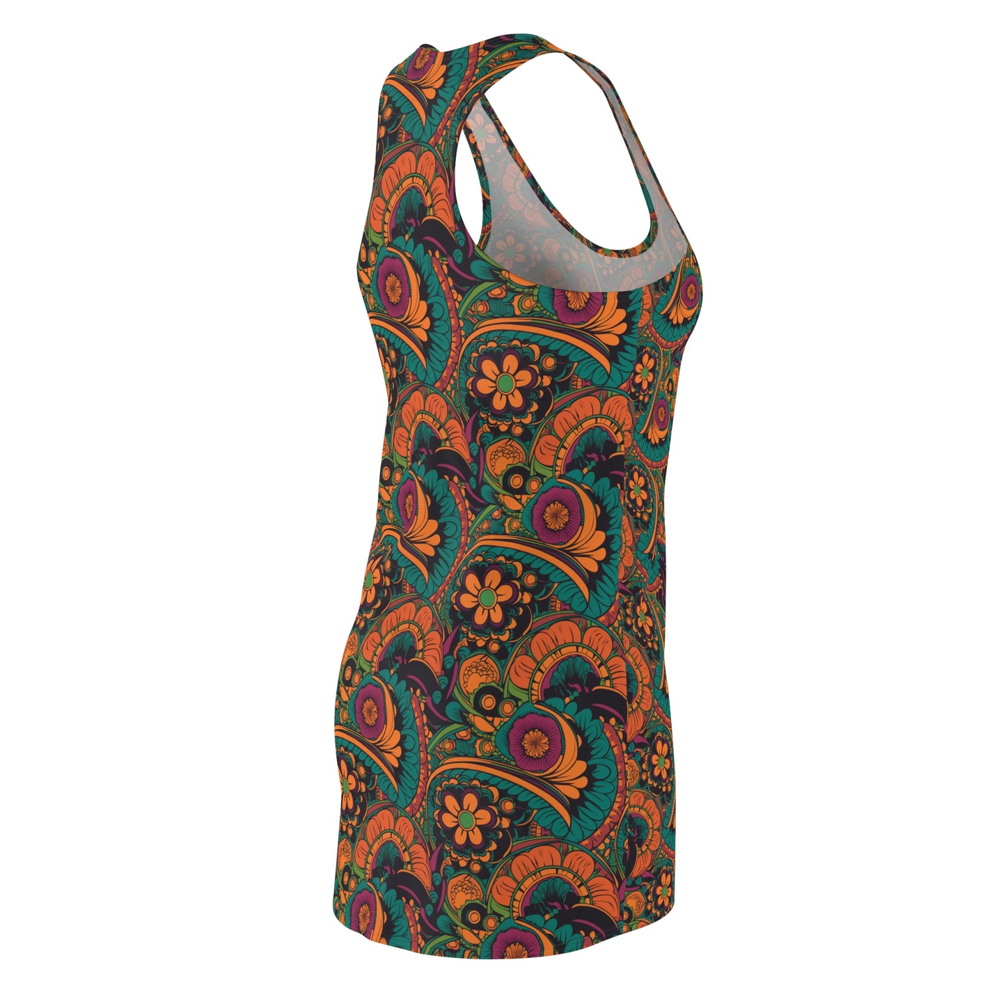 BOHO 60's Floral Women's Racerback Dress - Cottagecore Vintage Retro Print