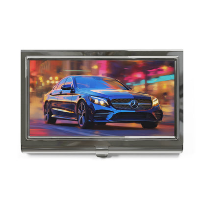 Fine Art Print of a Mercedes Driving at Night Business Card Holder