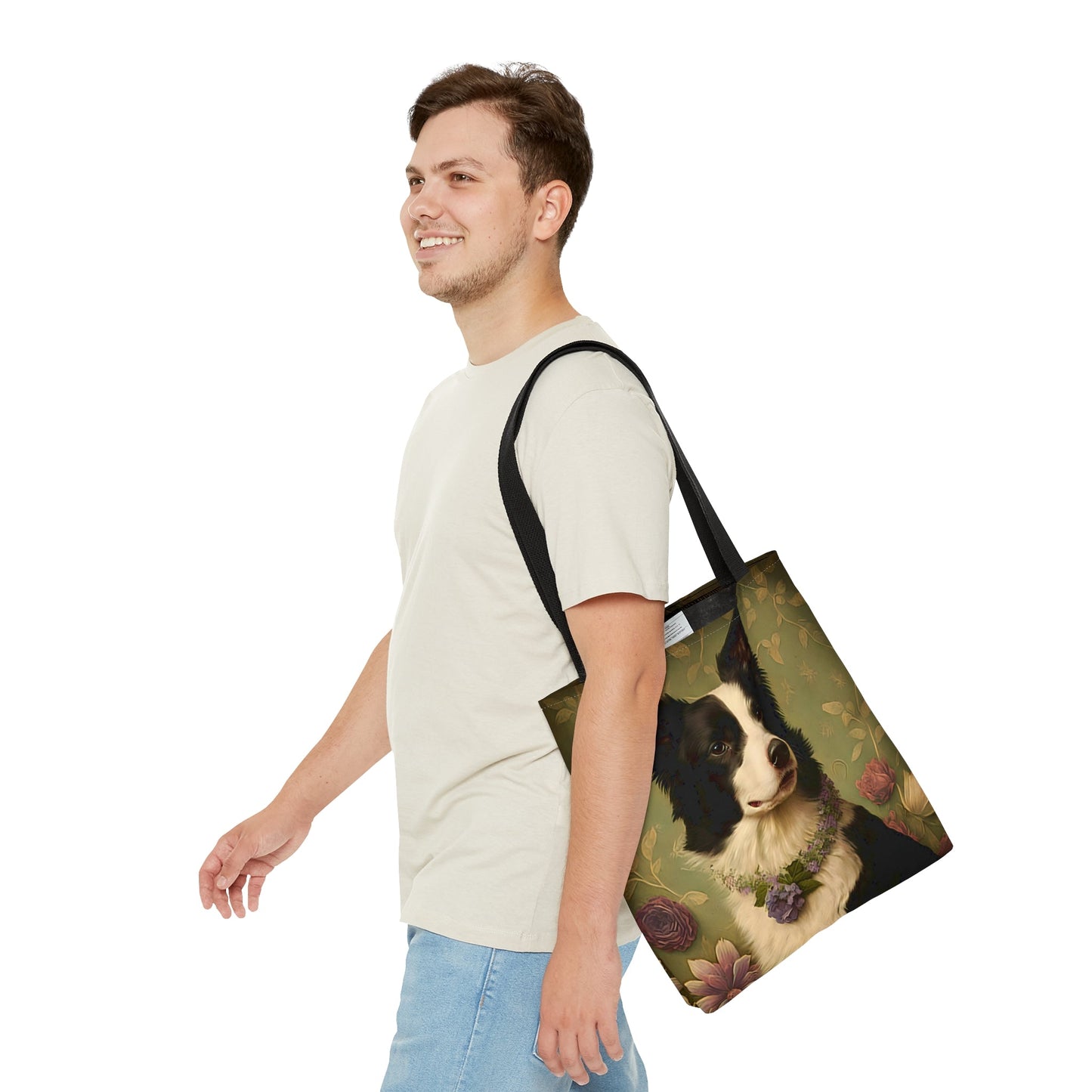 Floral Art Nouveau Border Collie Tote Bag