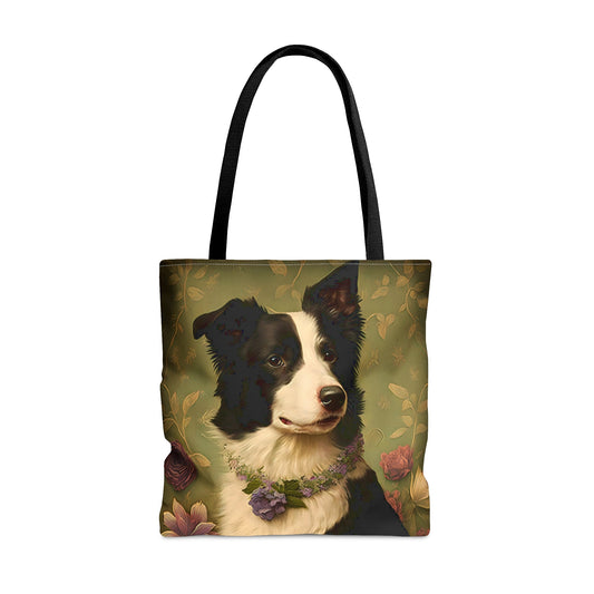 Floral Art Nouveau Border Collie Tote Bag