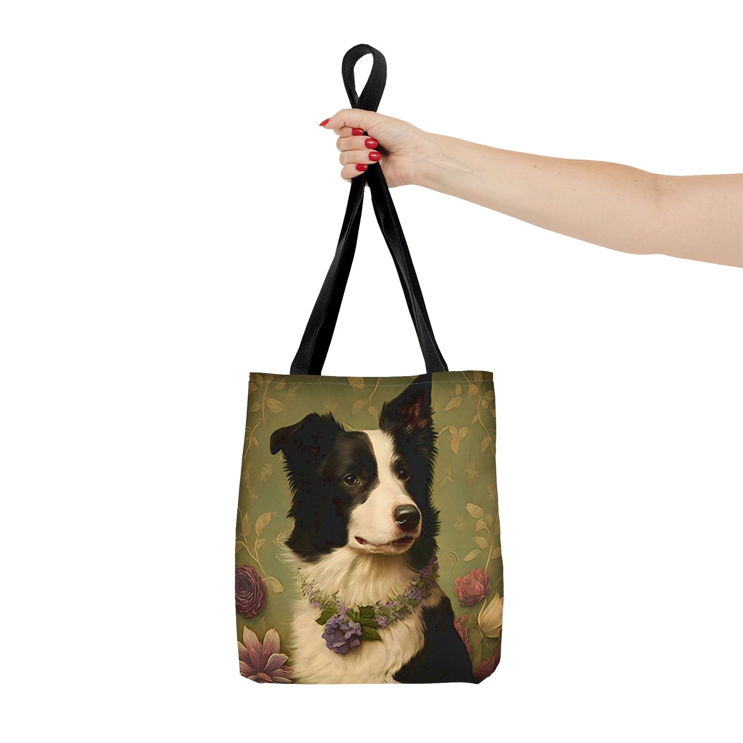 Floral Art Nouveau Border Collie Tote Bag