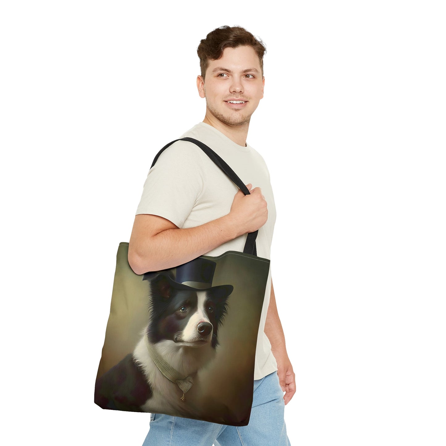 Floral Art Nouveau Border Collie Tote Bag