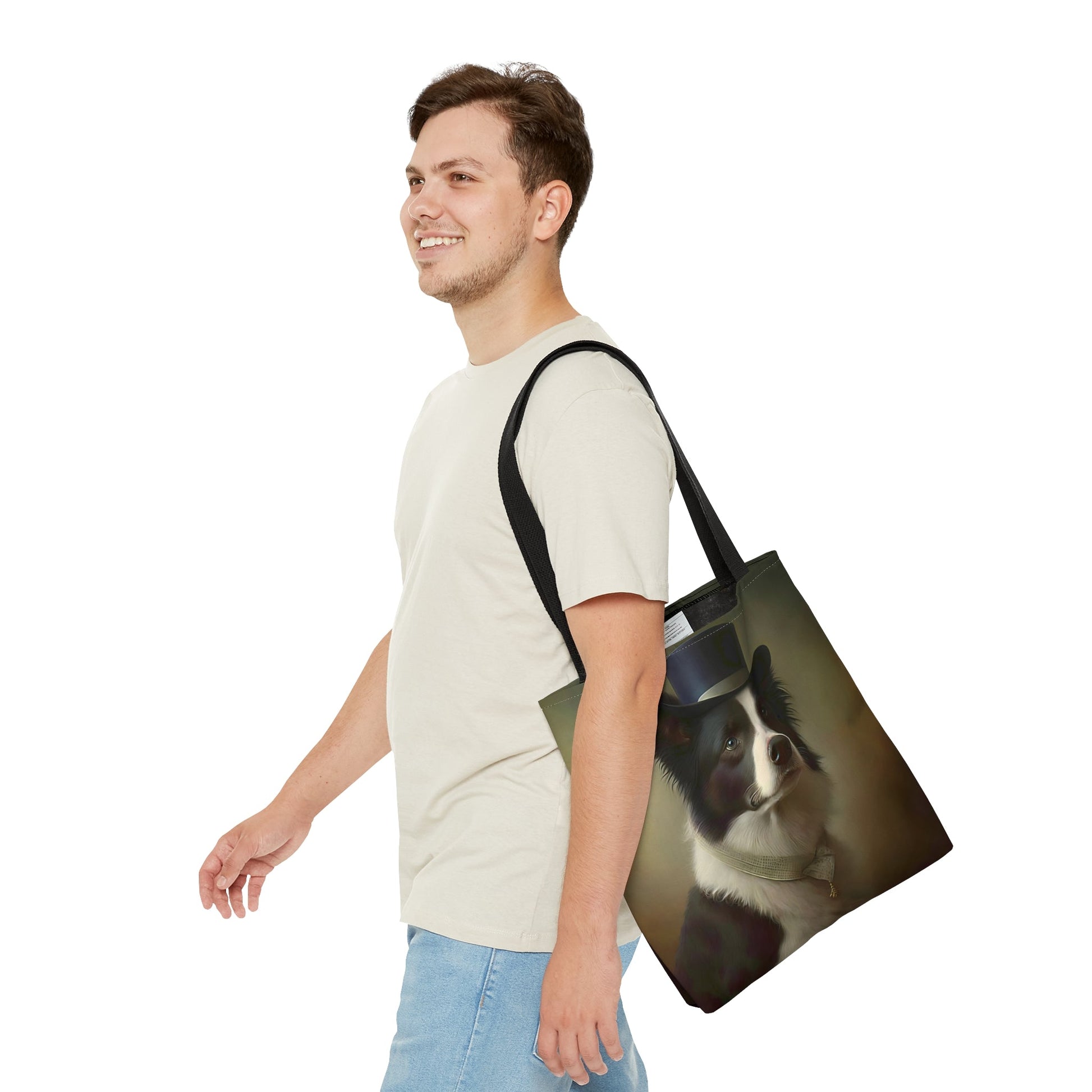 Floral Art Nouveau Border Collie Tote Bag