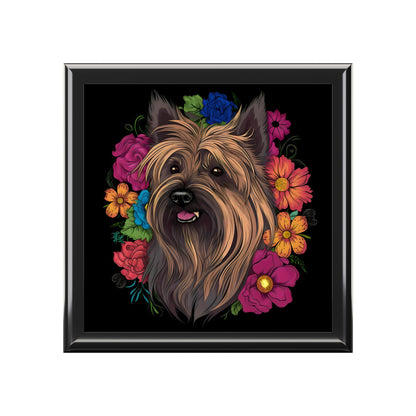 Floral Skye Terrier- Jewelry Keepsake Box - Jewelry Travel Case, Birthday Gift Mom, Bridal Party Gift, Jewelry Case