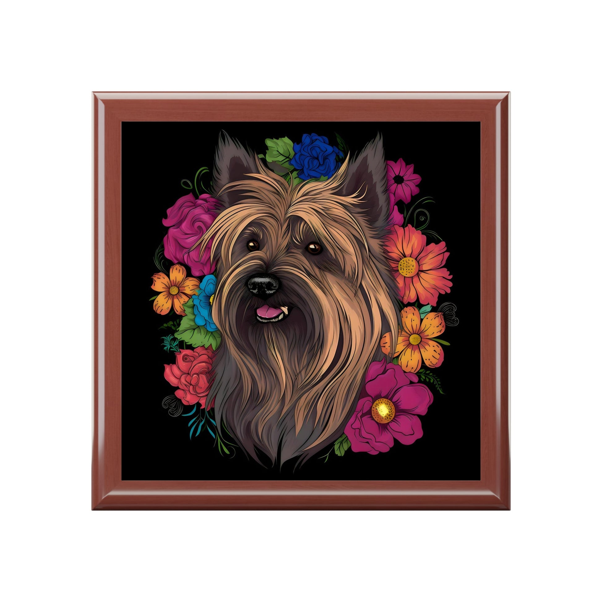 Floral Skye Terrier- Jewelry Keepsake Box - Jewelry Travel Case, Birthday Gift Mom, Bridal Party Gift, Jewelry Case