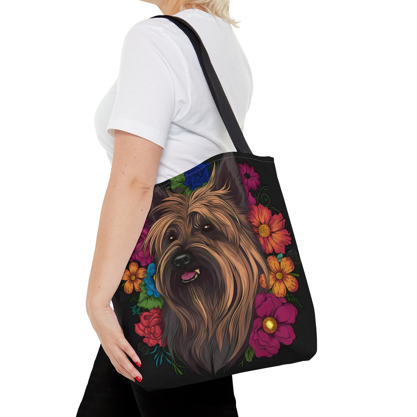 Floral Skye Terrier Tote Bag