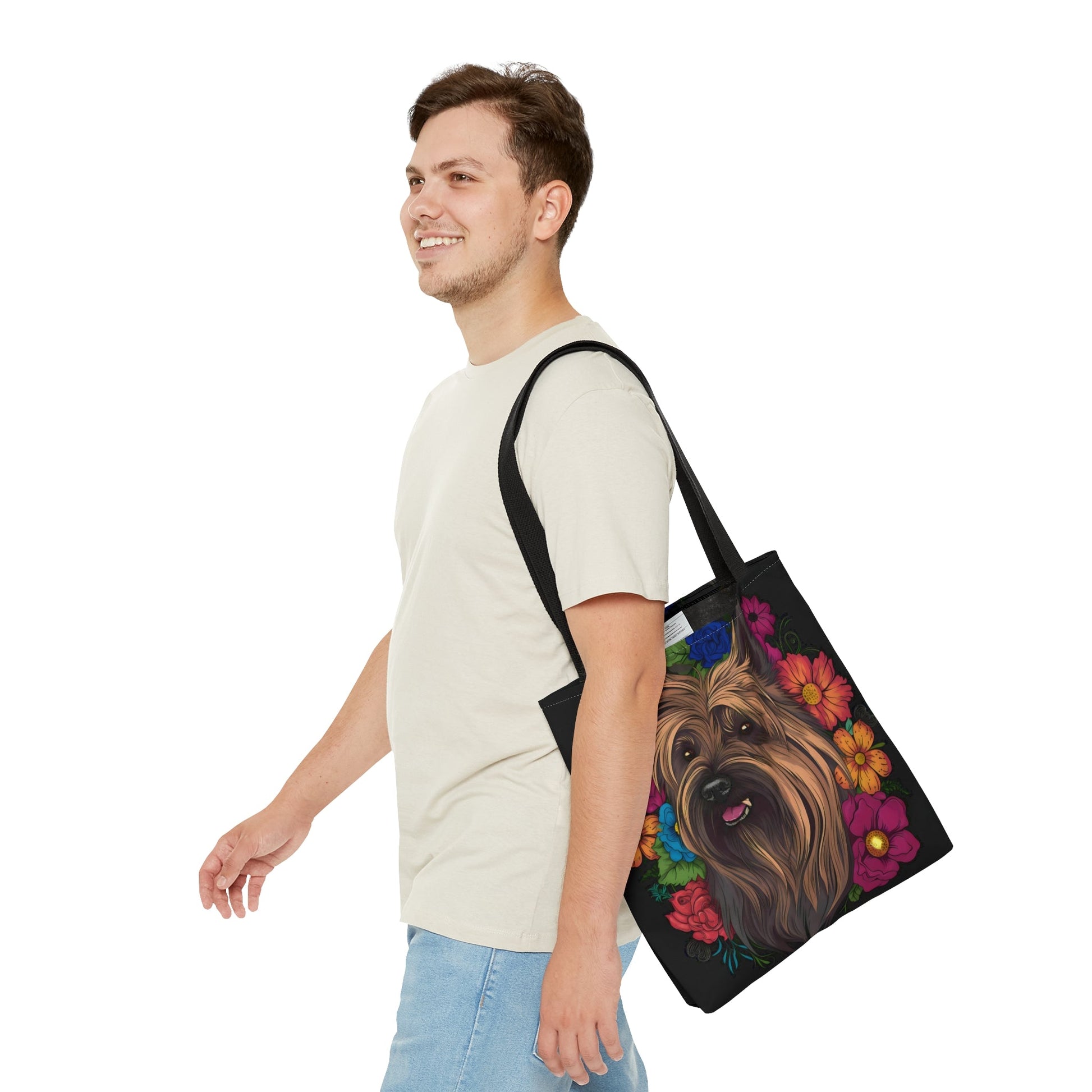 Floral Skye Terrier Tote Bag