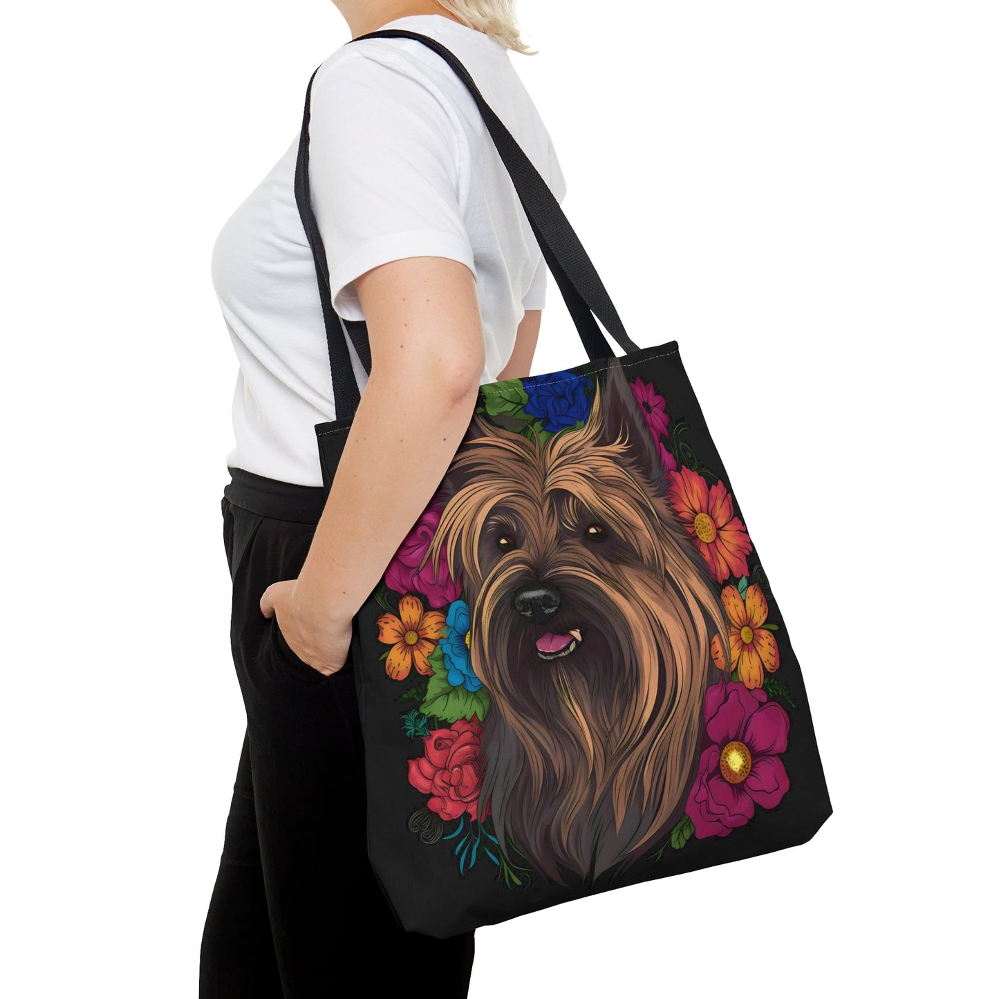 Floral Skye Terrier Tote Bag