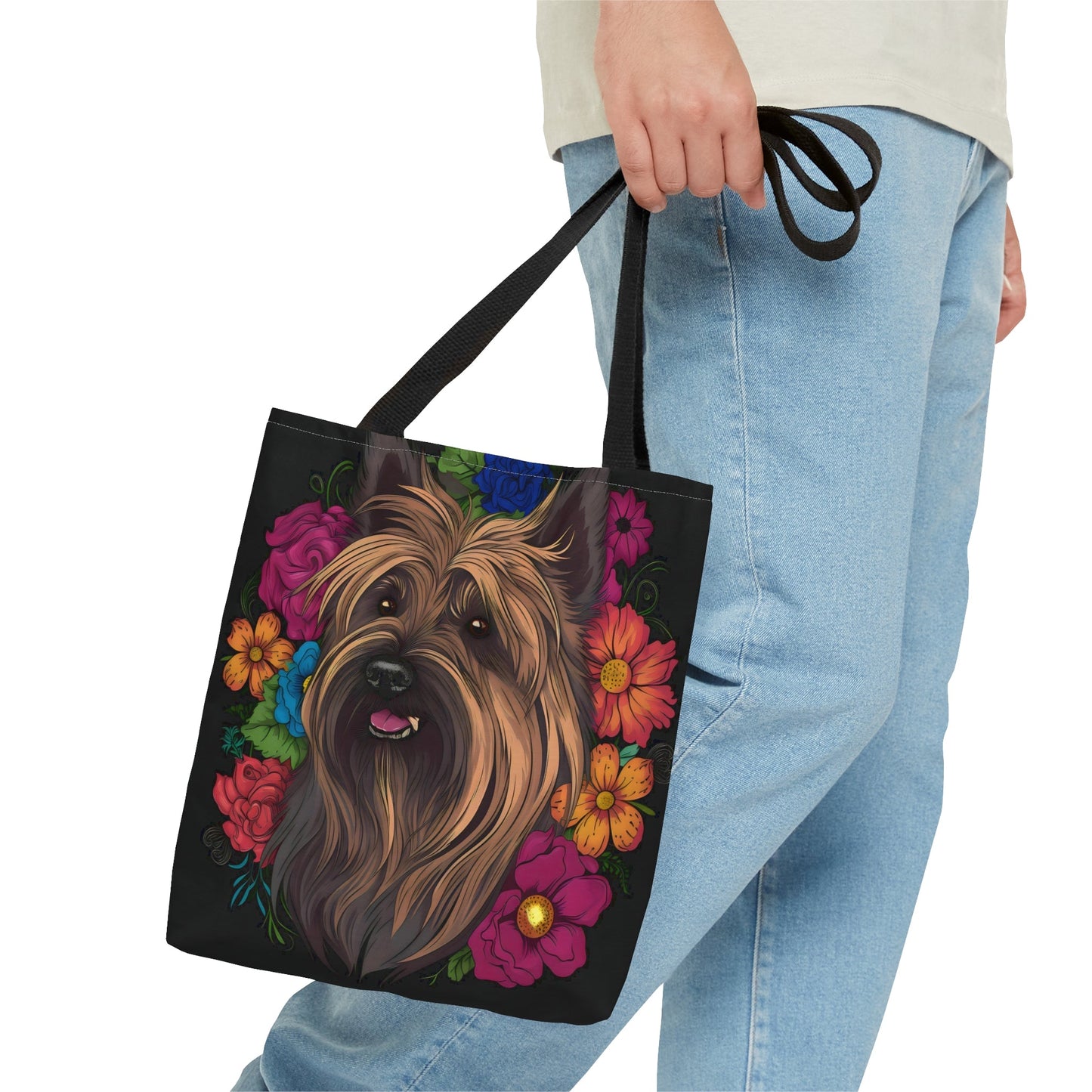 Floral Skye Terrier Tote Bag