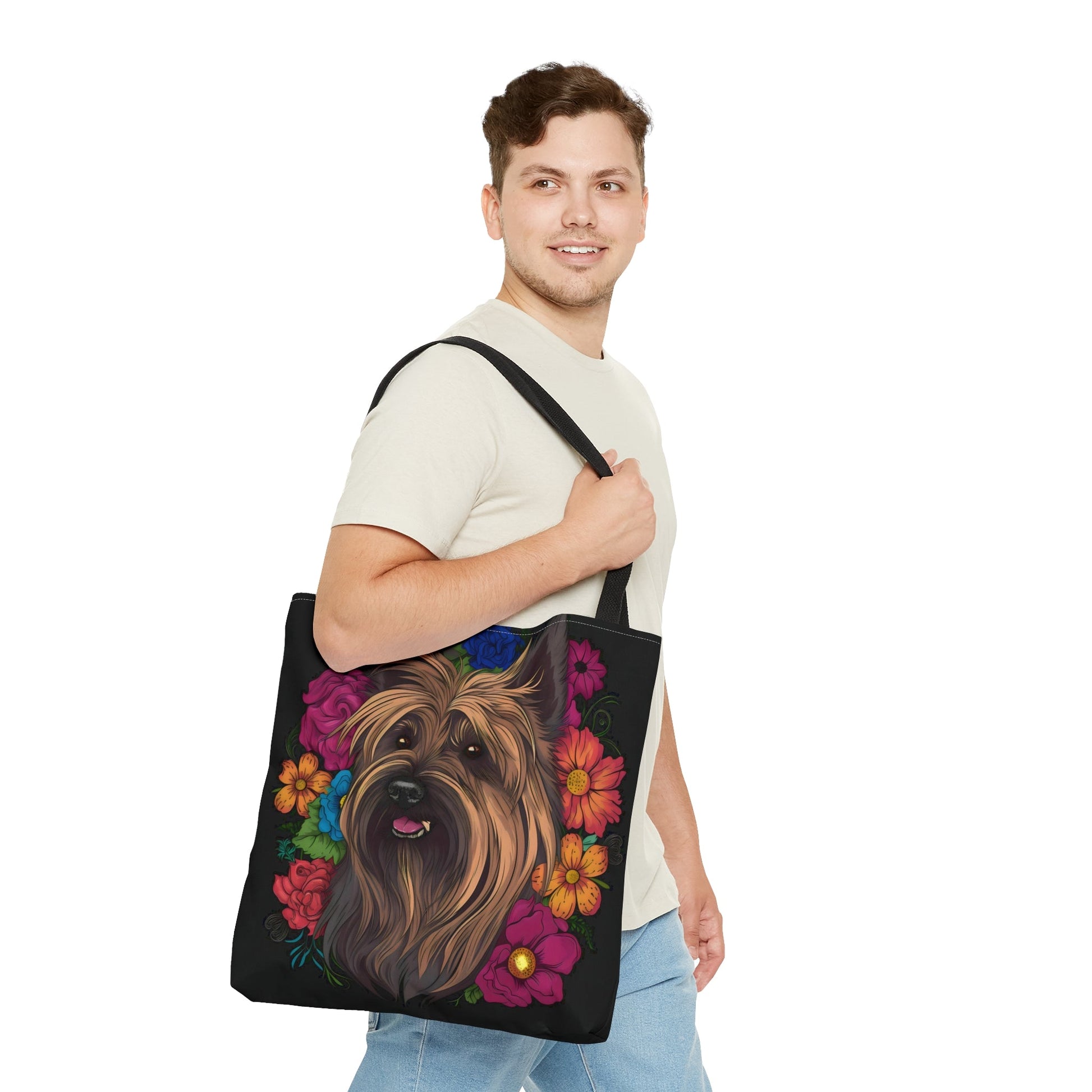 Floral Skye Terrier Tote Bag