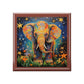 Folk Art Baby Elephant at Midnight Jewelry Keepsake Box