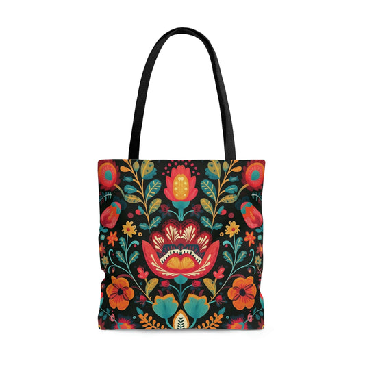 Folk Art Floral Tote Bag - Cute Cottagecore Totebag Makes the Perfect Gift