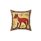 Folk Art Fox Design Square Pillow - Cottagecore Country Farm Style Gift for Yourself or Loved Ones