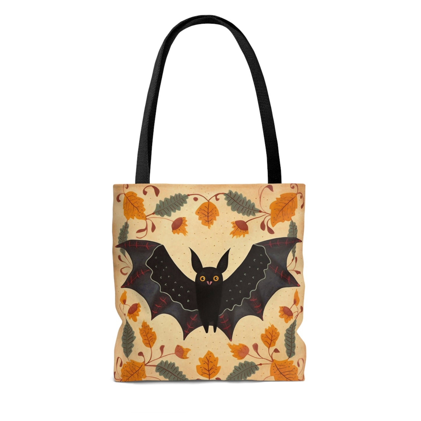 Folk Art Halloween Bat Tote Bag - Cute Cottagecore Totebag Makes the Perfect Gift